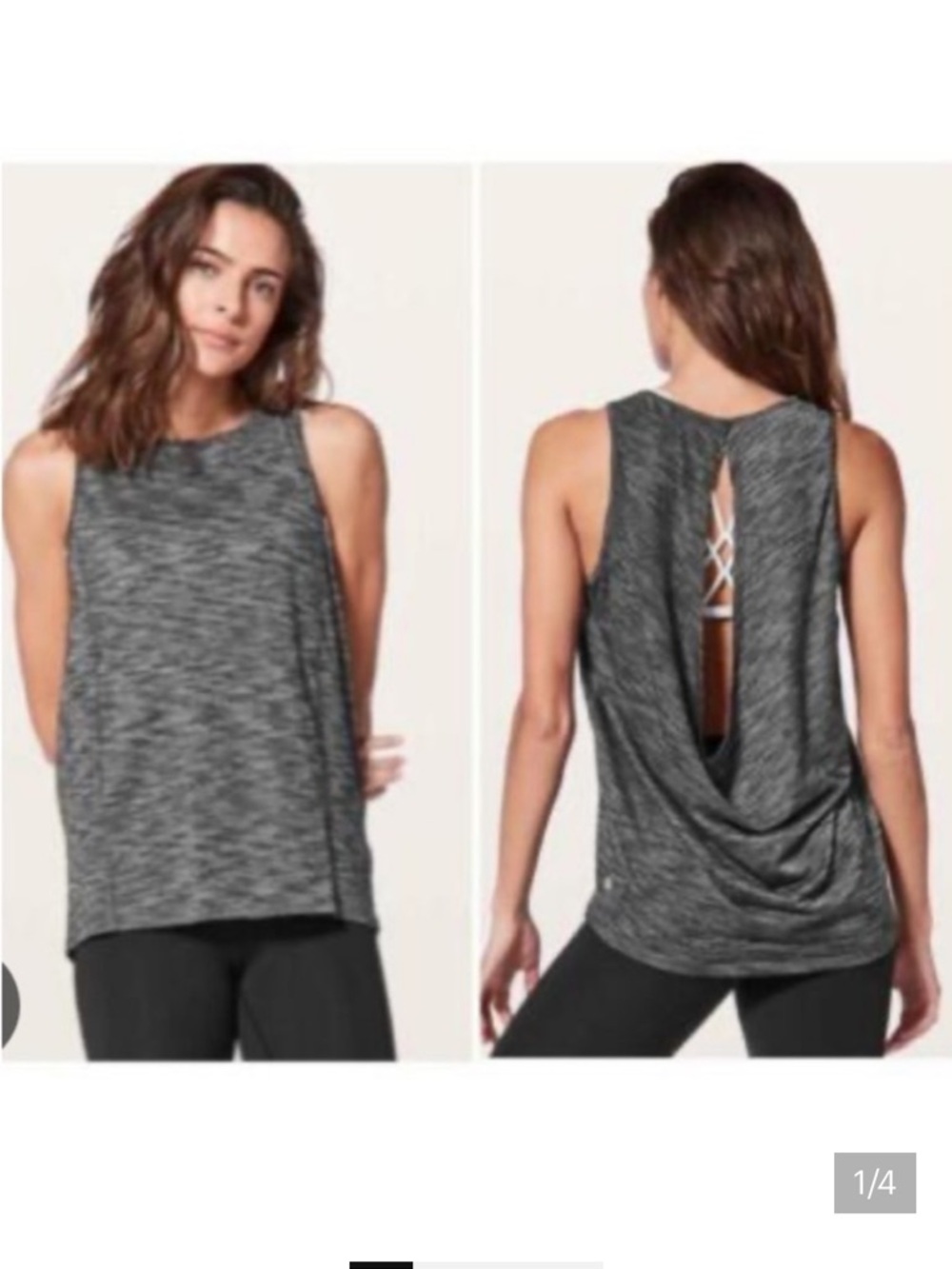Lululemon Tank top. Drape Open back - large key hole. Heathered gray Size S? EUC